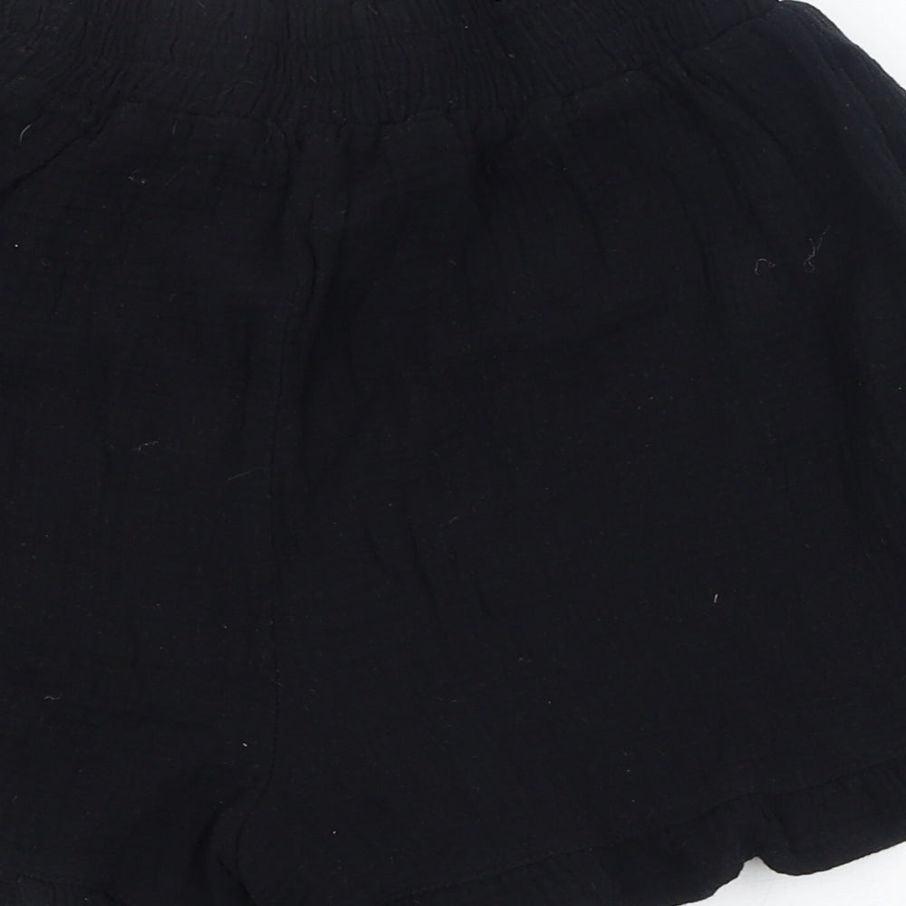 Primark Womens Black  Cotton Paperbag Shorts Size 6 L3 in Regular Pull On