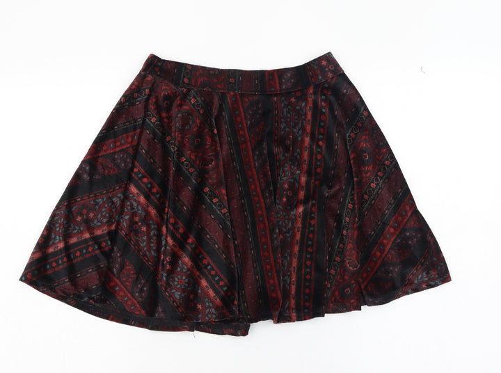 Hollister Womens Red Floral Polyester Skater Skirt Size S