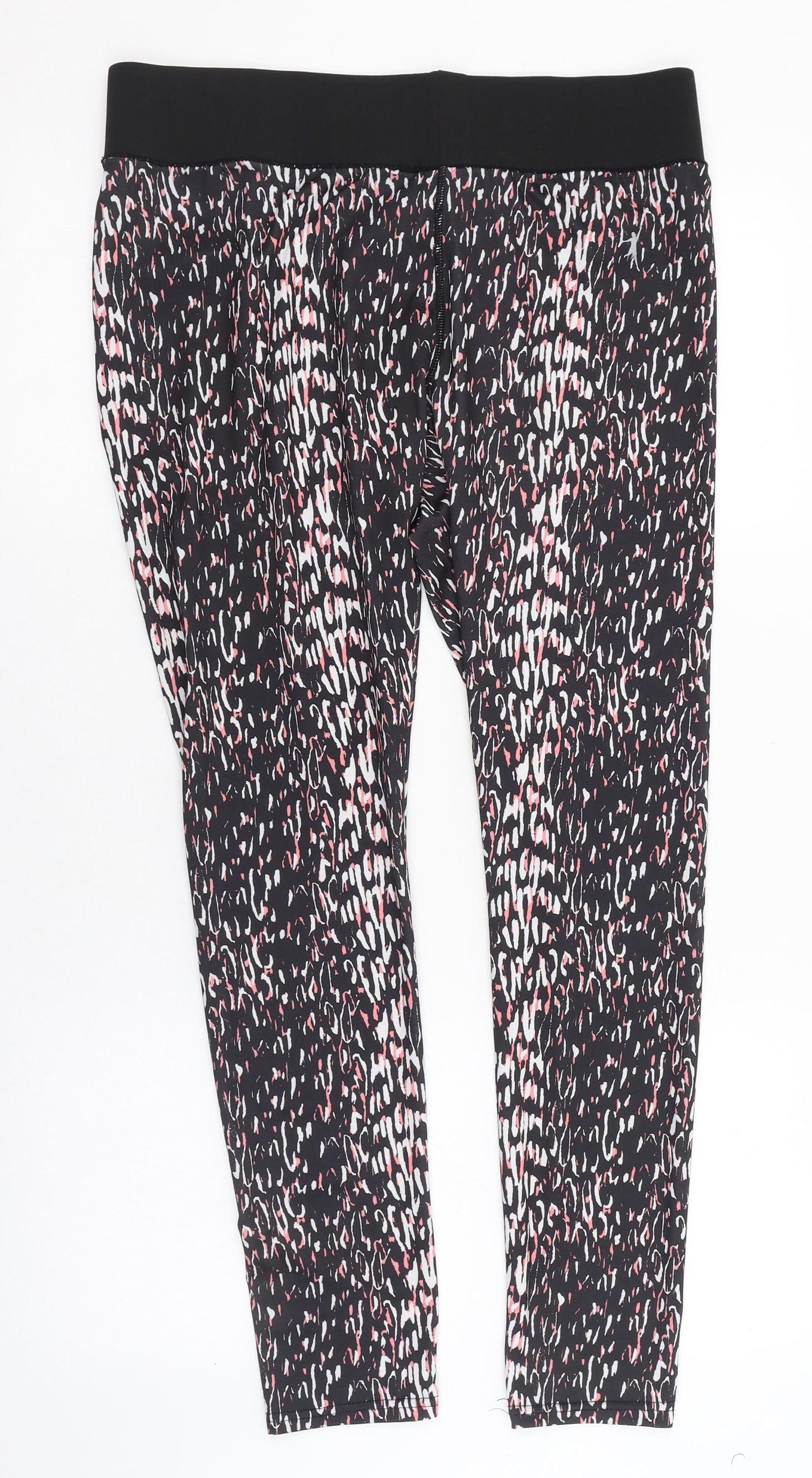 B&M Womens Black Animal Print Polyester Compression Leggings Size 16 L28 in Slim  - Gym