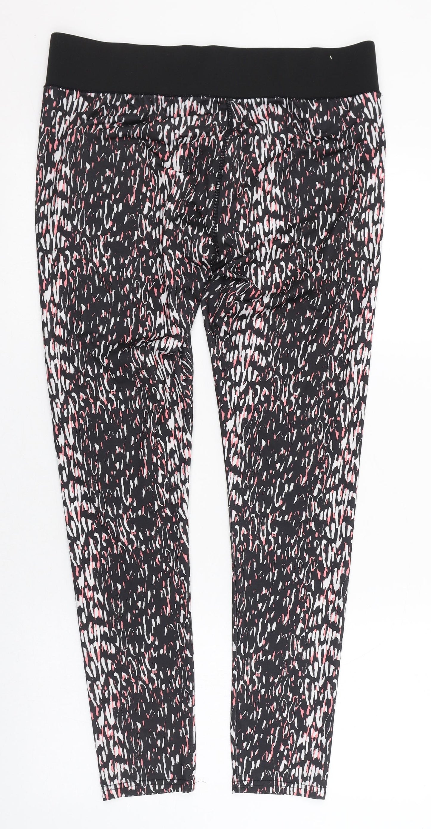 B&M Womens Black Animal Print Polyester Compression Leggings Size 16 L28 in Slim  - Gym