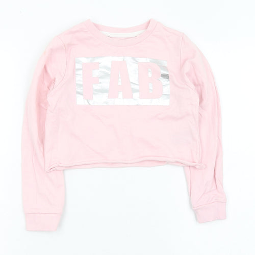 Pep&co Girls Pink  Cotton Pullover Sweatshirt Size 5-6 Years  Pullover - Fab