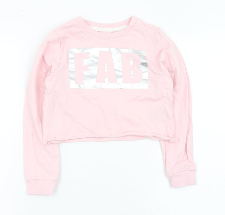 Pep&co Girls Pink  Cotton Pullover Sweatshirt Size 5-6 Years  Pullover - Fab