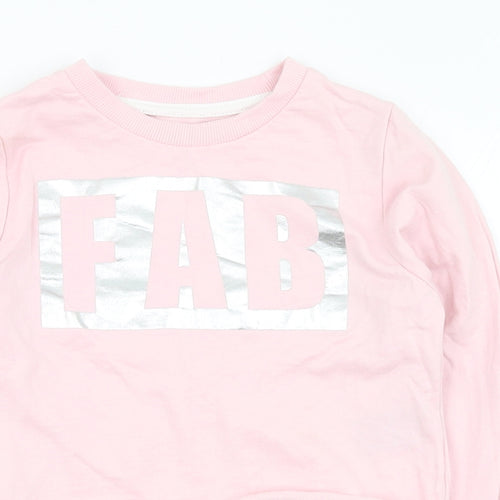Pep&co Girls Pink  Cotton Pullover Sweatshirt Size 5-6 Years  Pullover - Fab
