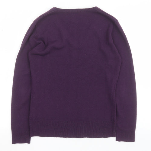 M&Co Womens Purple V-Neck  Acrylic Pullover Jumper Size 6