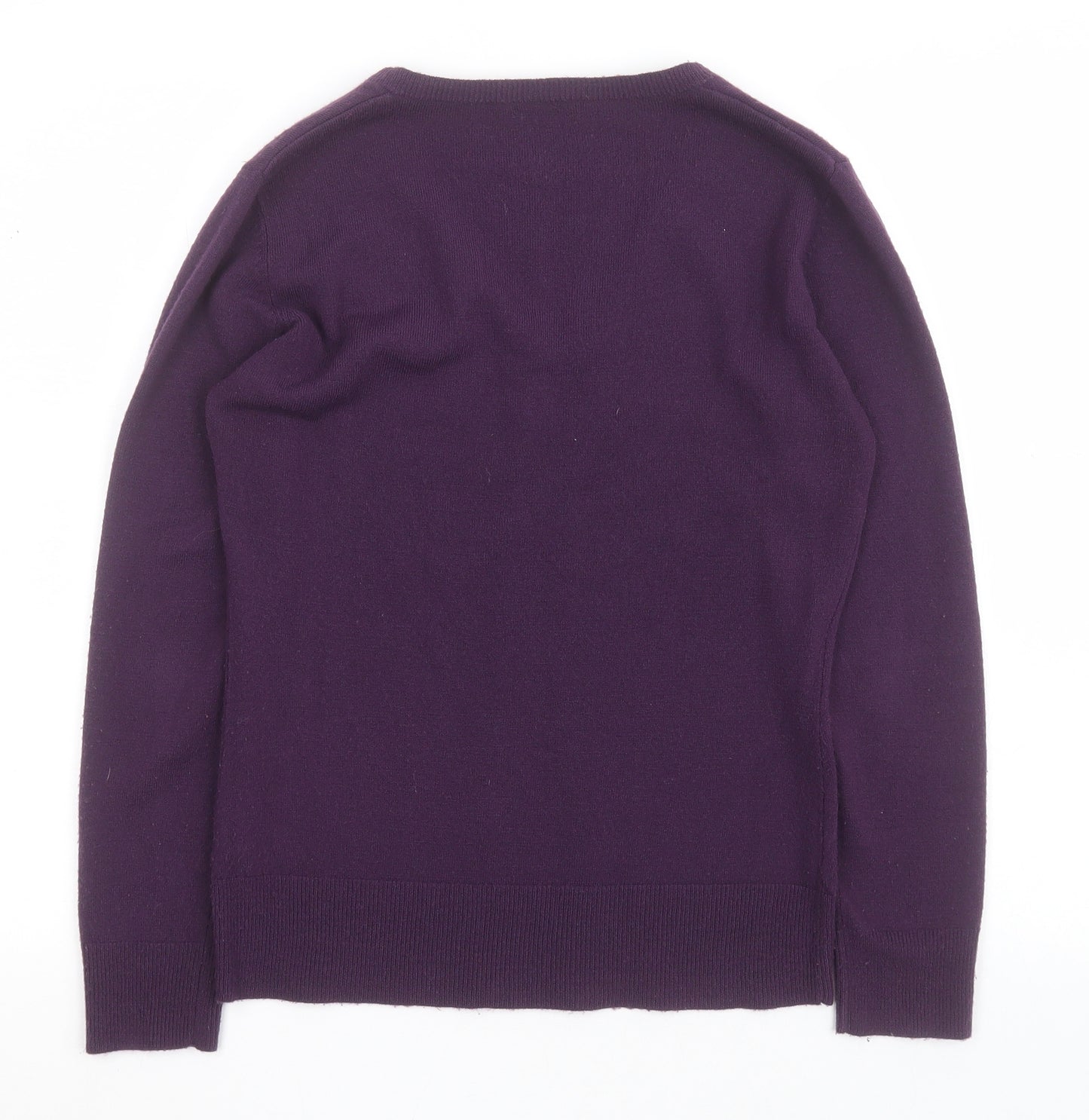 M&Co Womens Purple V-Neck  Acrylic Pullover Jumper Size 6