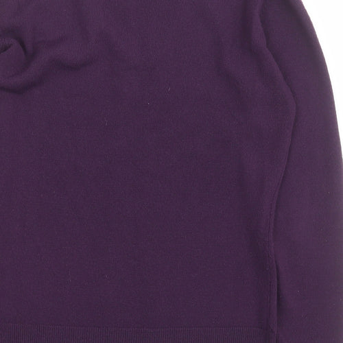 M&Co Womens Purple V-Neck  Acrylic Pullover Jumper Size 6