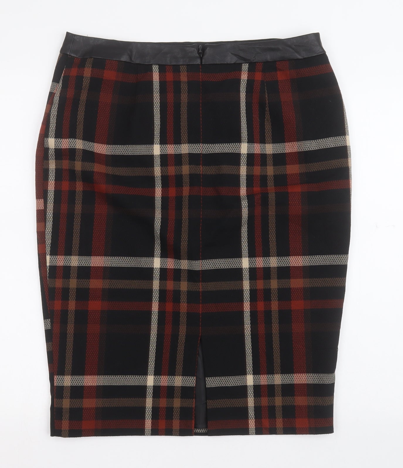 F&F Womens Black Check Polyester Straight & Pencil Skirt Size 34 in   Zip