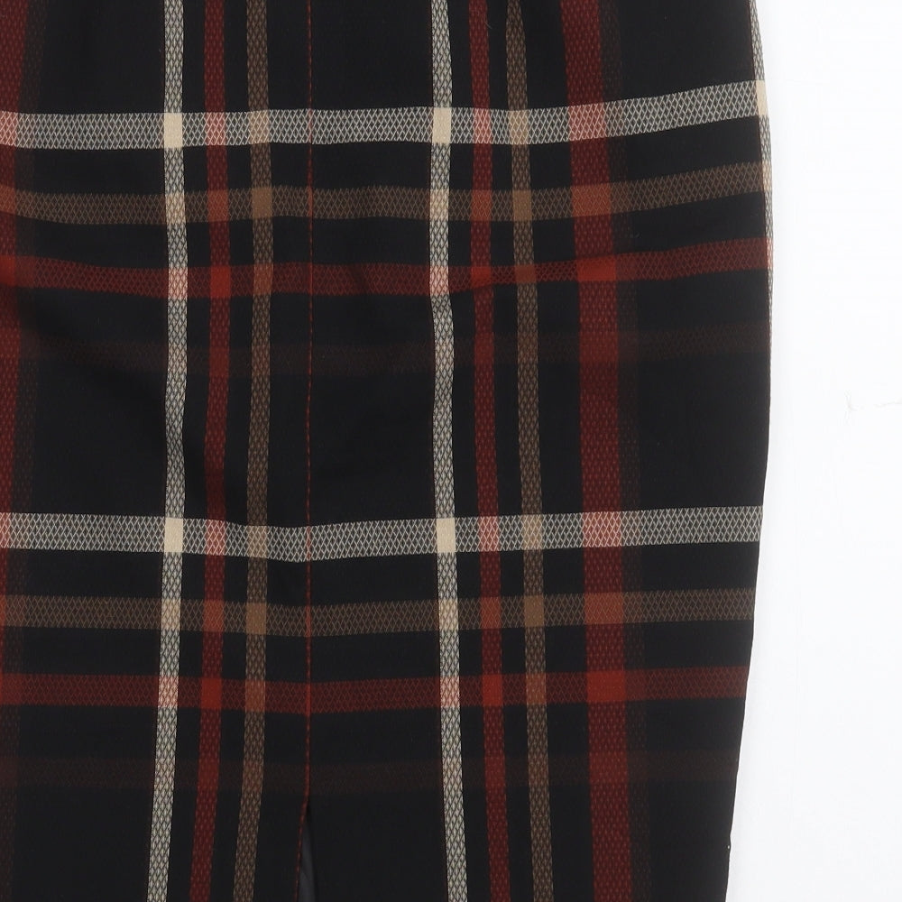 F&F Womens Black Check Polyester Straight & Pencil Skirt Size 34 in   Zip