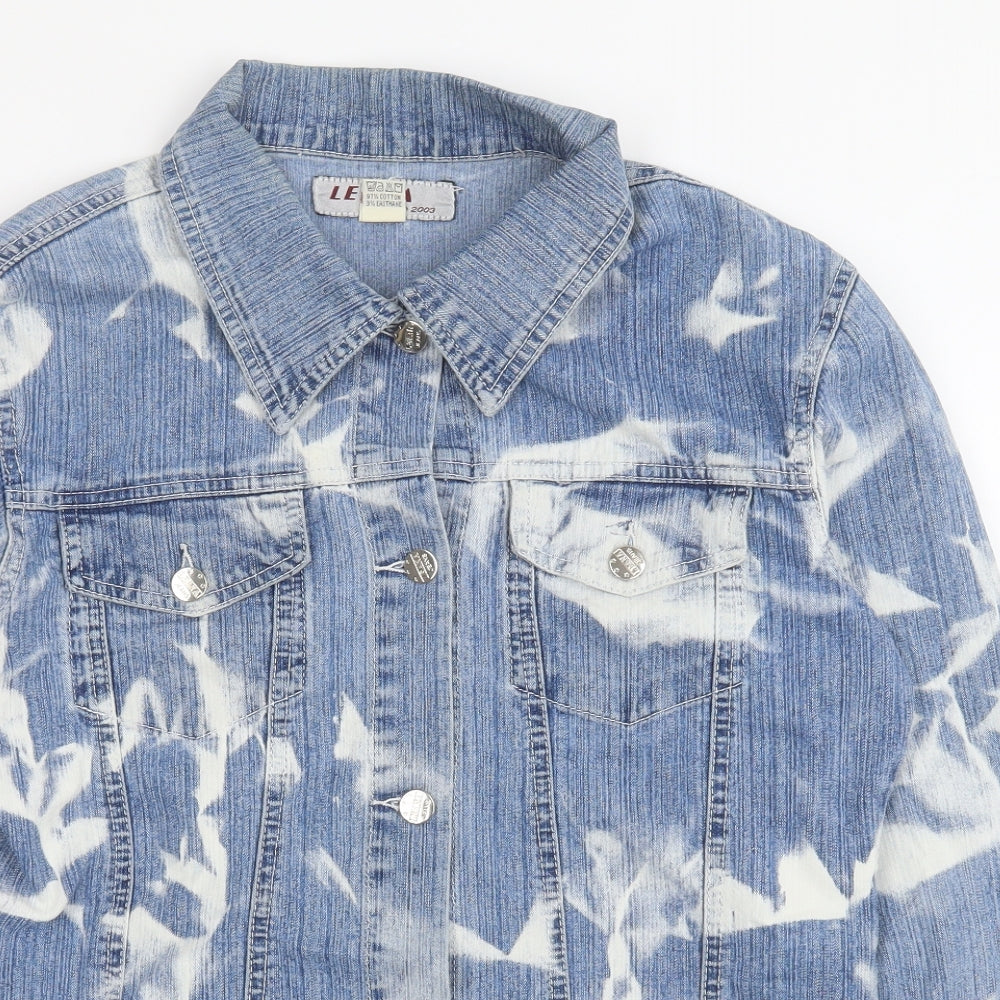 Leana  Womens Blue   Jacket  Size M  Button - Acid wash
