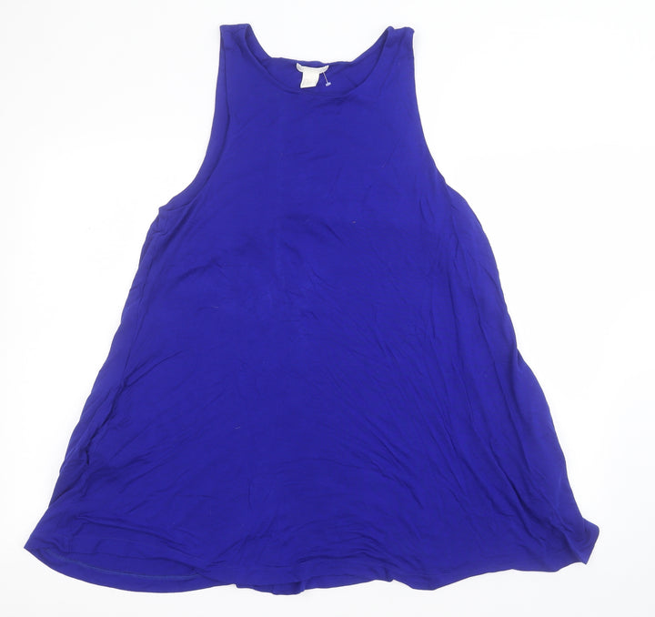 H&M Womens Blue Viscose Tank Dress Size 6 Round Neck Pullover