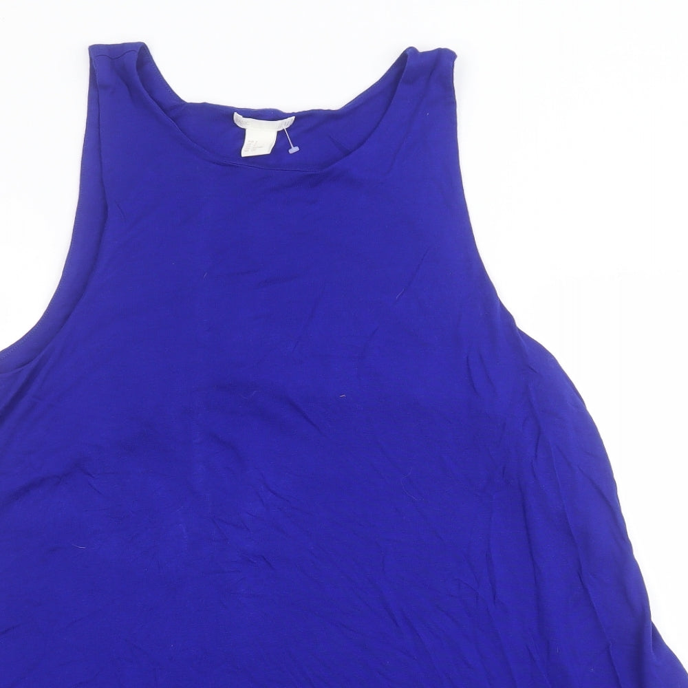 H&M Womens Blue  Viscose Tank Dress  Size 6  Round Neck Pullover