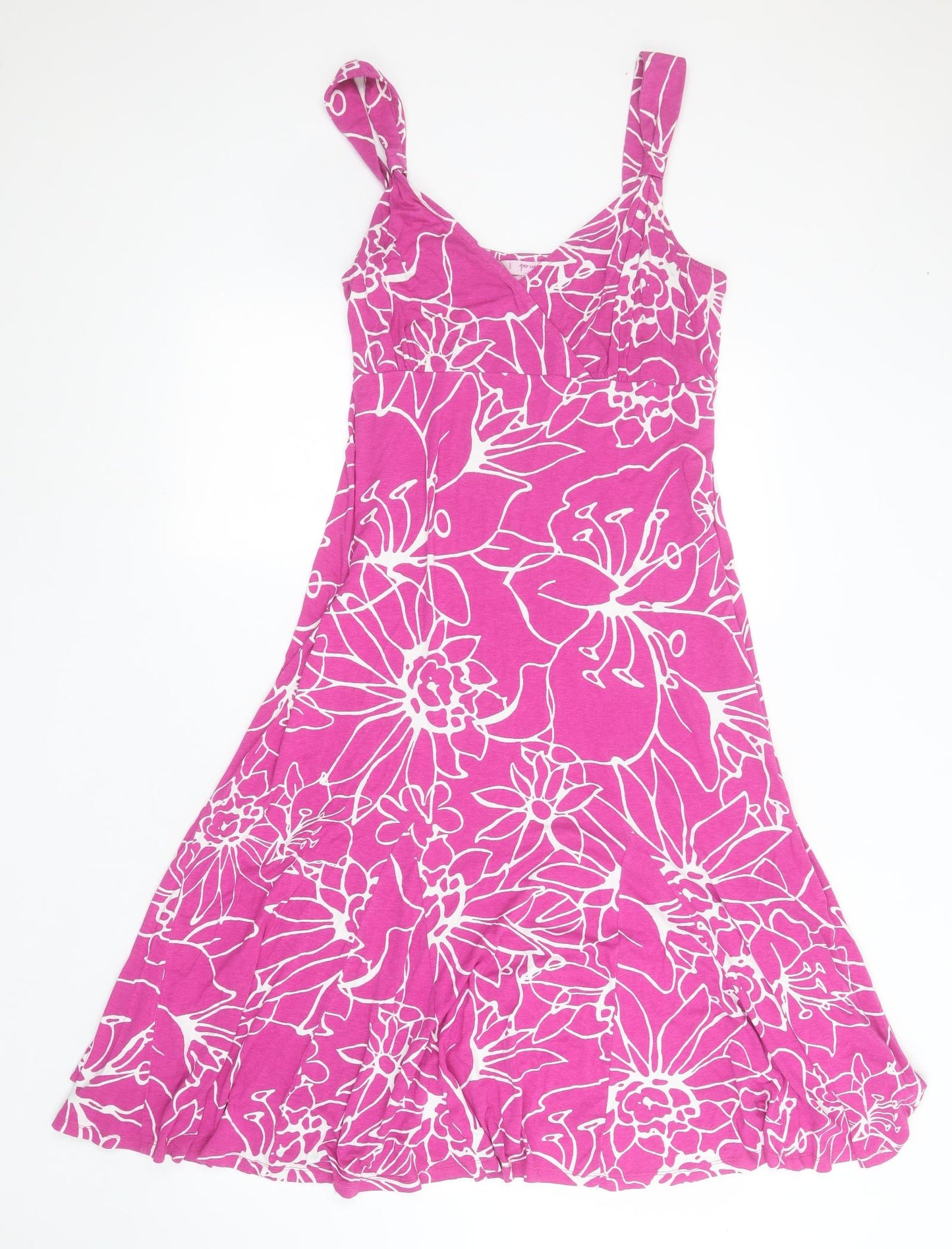 Marks and Spencer Womens Pink Floral Viscose Tank Dress  Size 16  V-Neck Pullover