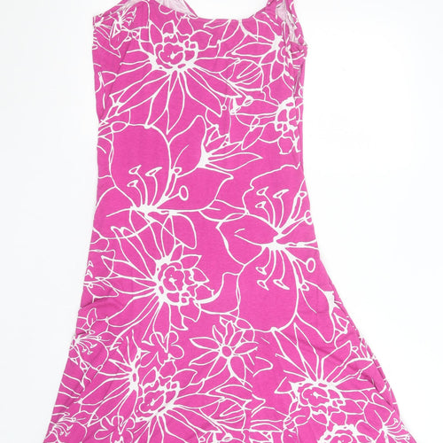 Marks and Spencer Womens Pink Floral Viscose Tank Dress  Size 16  V-Neck Pullover