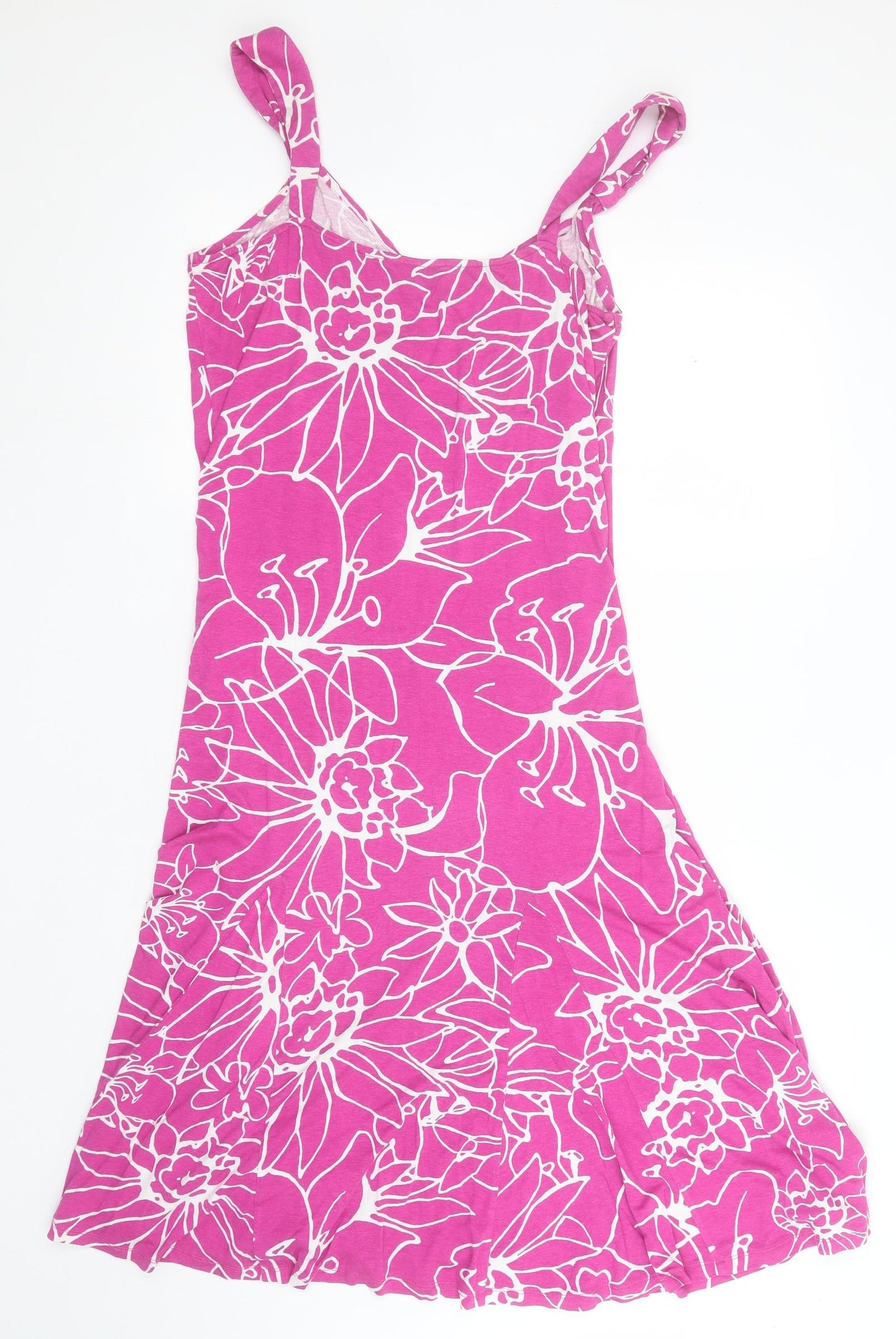 Marks and Spencer Womens Pink Floral Viscose Tank Dress  Size 16  V-Neck Pullover