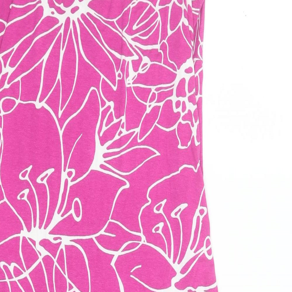 Marks and Spencer Womens Pink Floral Viscose Tank Dress  Size 16  V-Neck Pullover