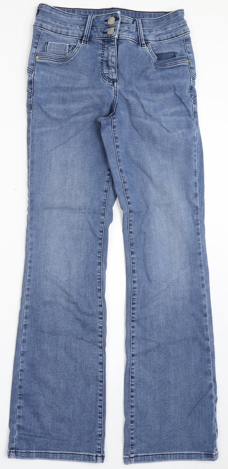 NEXT Womens Blue  Cotton Bootcut Jeans Size 12 L31 in Regular Button - Long Leg