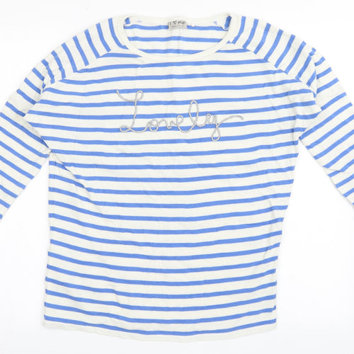 NEXT Girls White Striped 100% Cotton Pullover Sweatshirt Size 10 Years  Pullover - Lovely