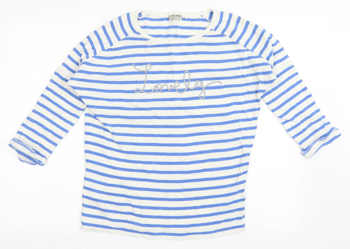 NEXT Girls White Striped 100% Cotton Pullover Sweatshirt Size 10 Years Pullover - Lovely