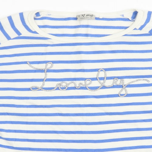 NEXT Girls White Striped 100% Cotton Pullover Sweatshirt Size 10 Years  Pullover - Lovely