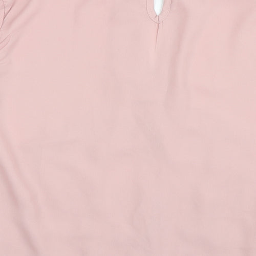 Flammode Womens Pink  Polyester Basic Blouse Size M Round Neck