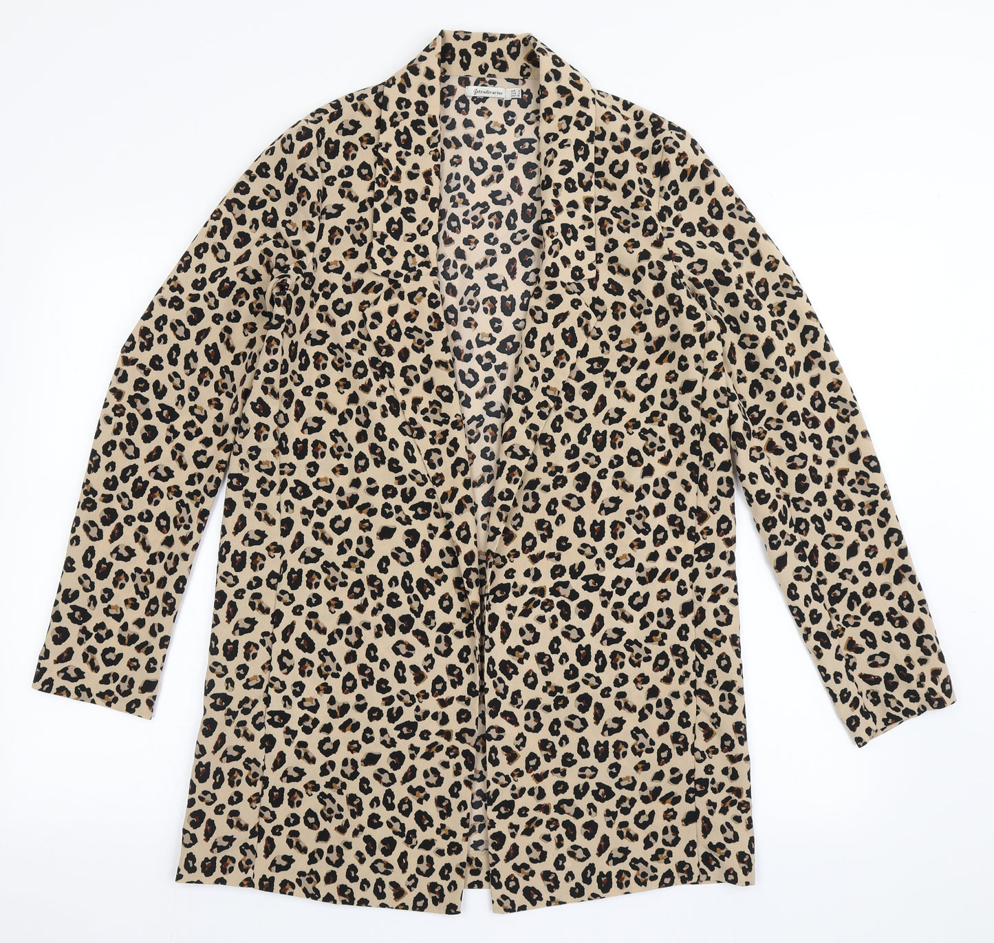 Stradivarius Womens Brown Animal Print Polyester Jacket Blazer Size S