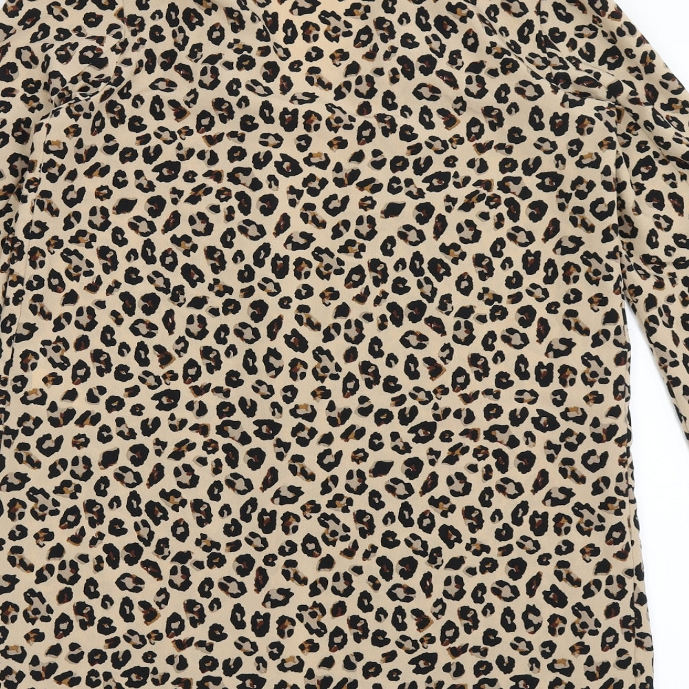 Stradivarius Womens Brown Animal Print Polyester Jacket Blazer Size S