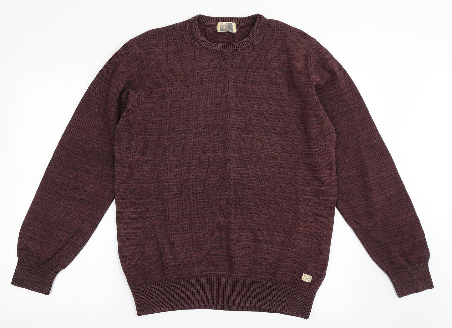 Marks and Spencer Mens Red Round Neck  Cotton Henley Jumper Size L