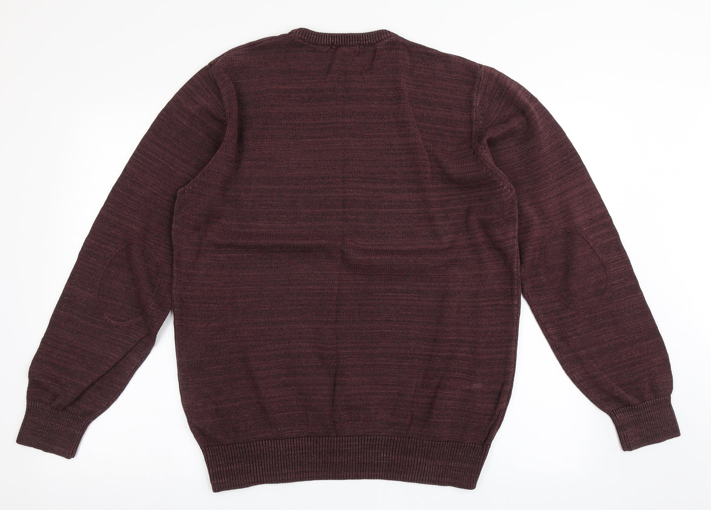 Marks and Spencer Mens Red Round Neck  Cotton Henley Jumper Size L