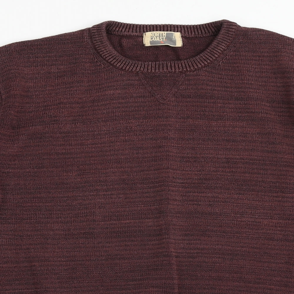 Marks and Spencer Mens Red Round Neck  Cotton Henley Jumper Size L