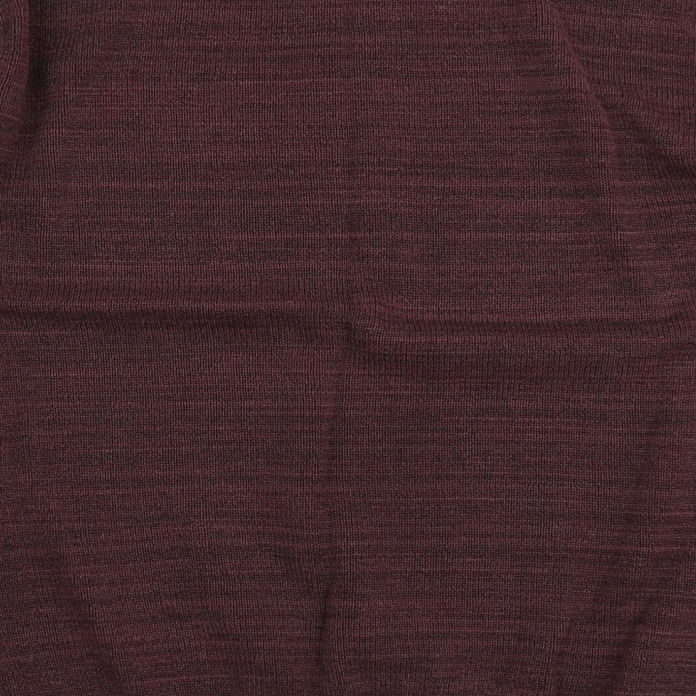 Marks and Spencer Mens Red Round Neck  Cotton Henley Jumper Size L