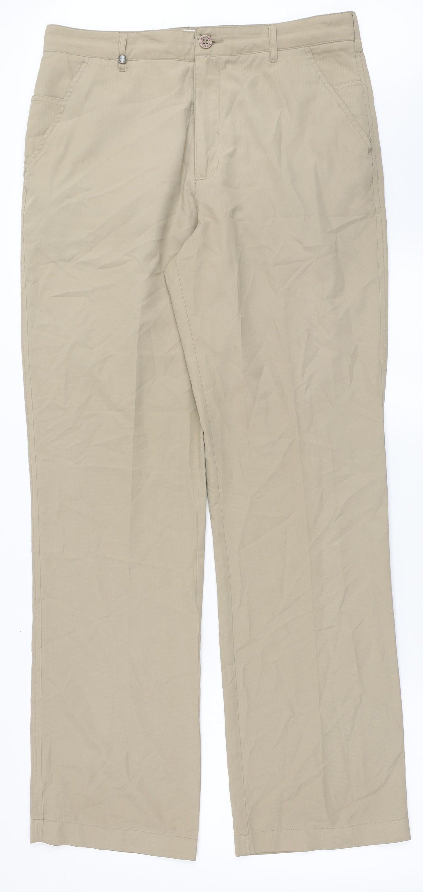 Kartel Mens Brown  Polyester Trousers  Size 34 L33 in Regular Button - Long Leg