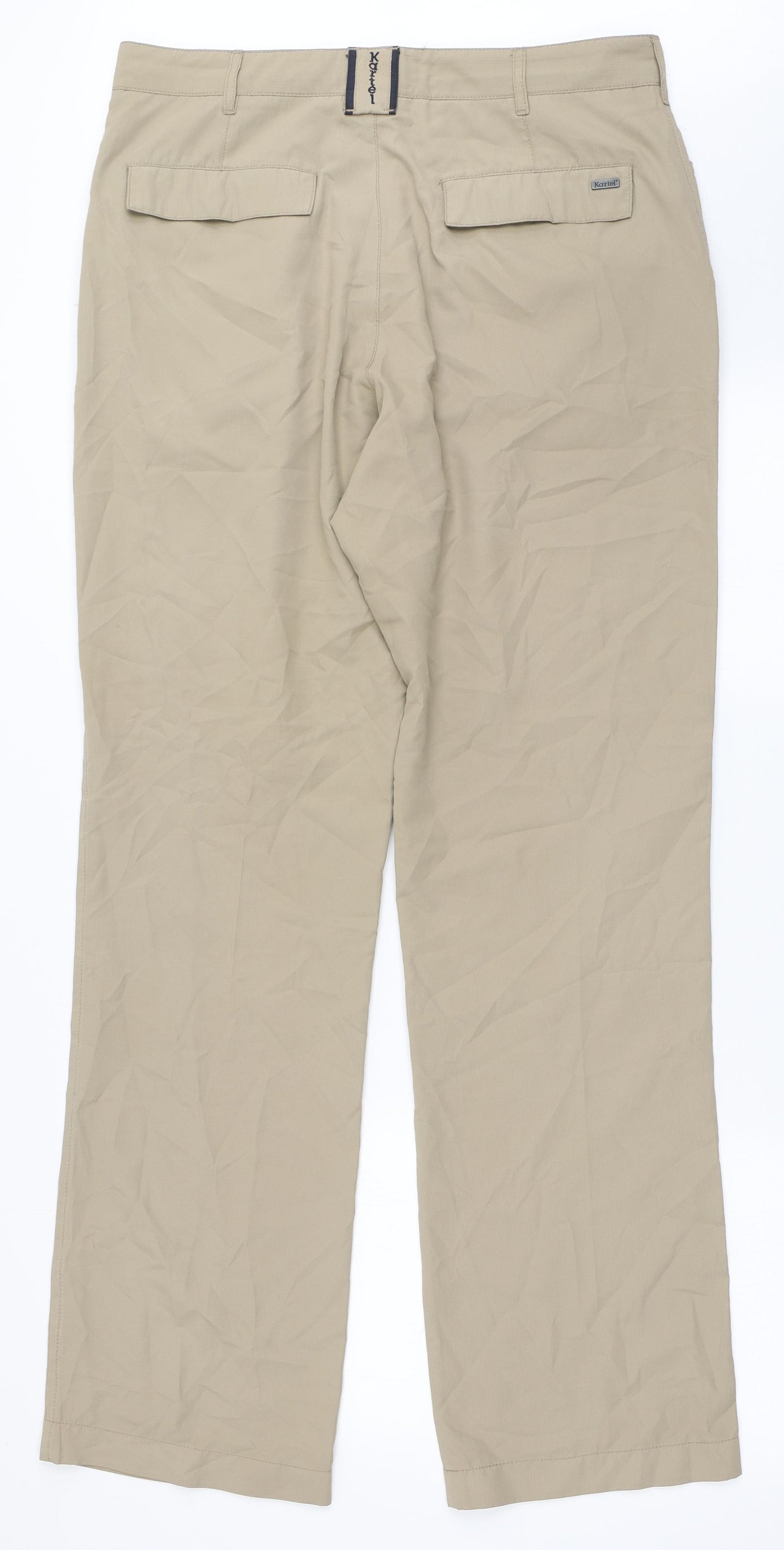 Kartel Mens Brown  Polyester Trousers  Size 34 L33 in Regular Button - Long Leg