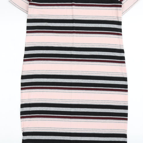 Clothing&Co Womens Multicoloured Striped Polyester Ball Gown  Size 14  Round Neck Pullover