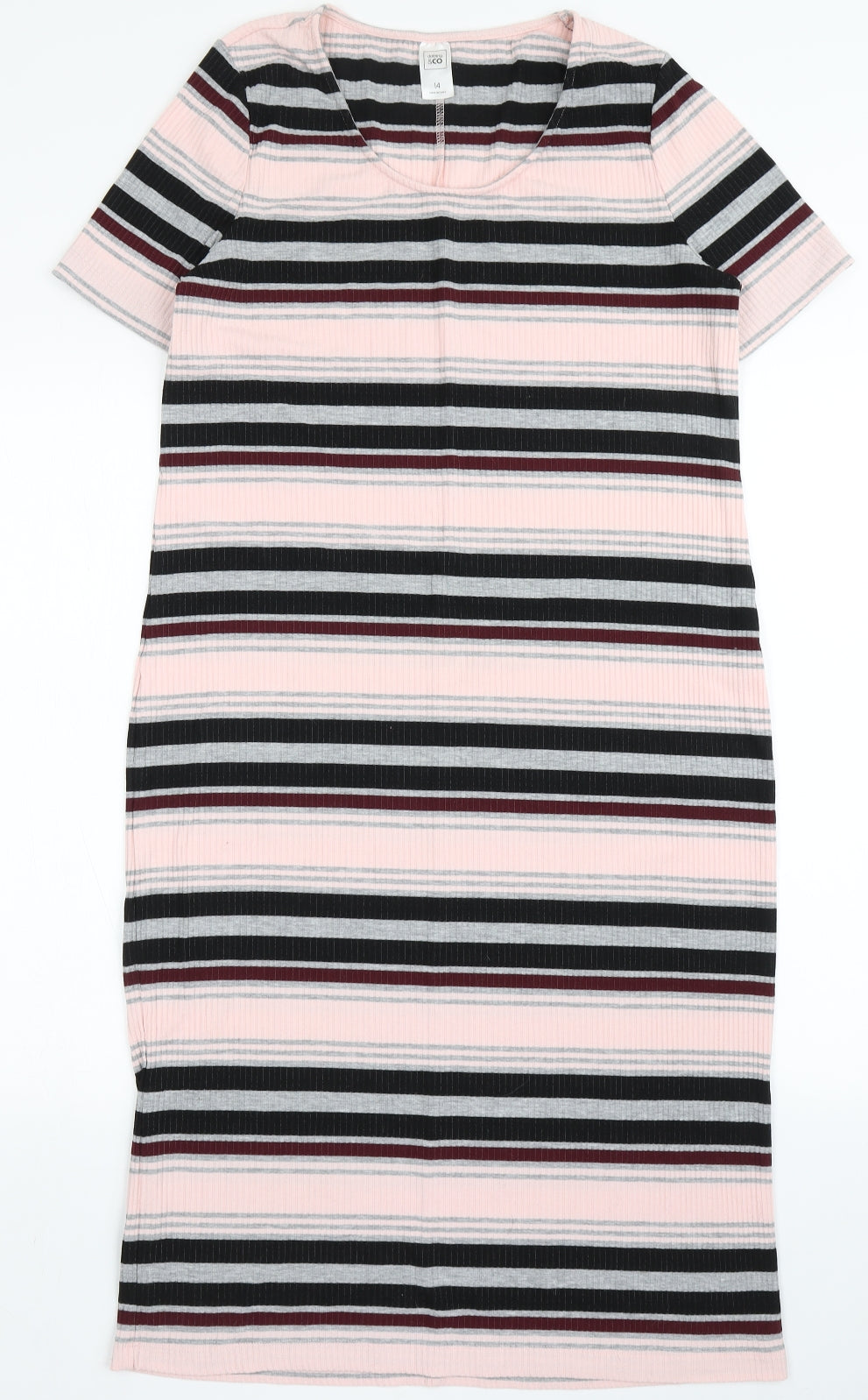Clothing&Co Womens Multicoloured Striped Polyester Ball Gown  Size 14  Round Neck Pullover