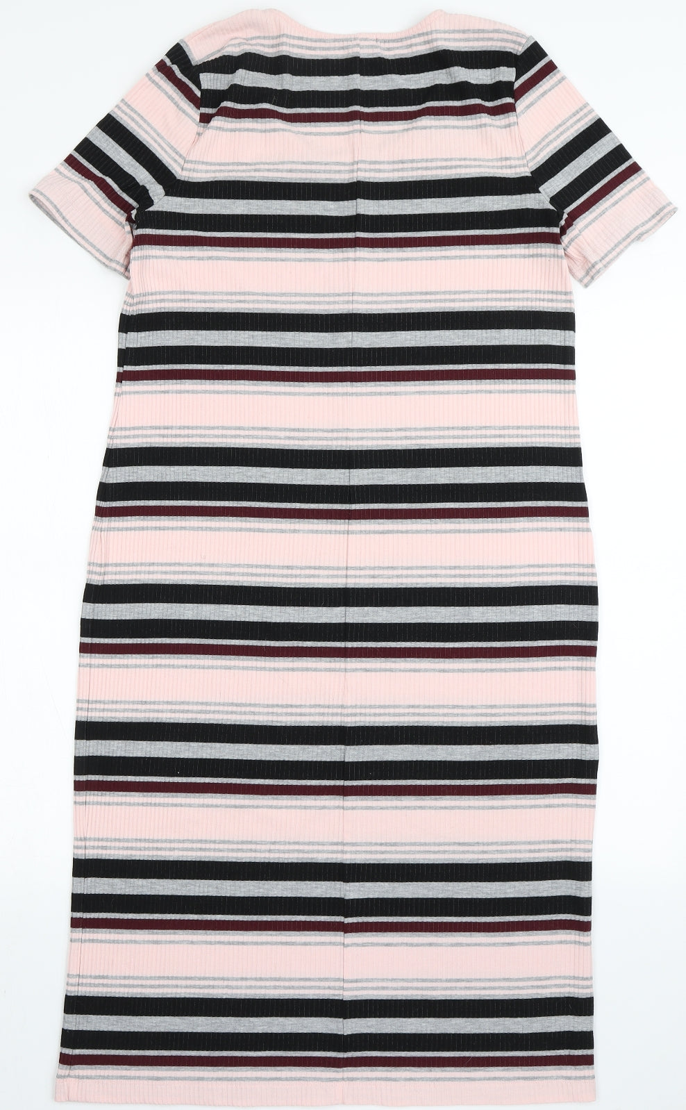 Clothing&Co Womens Multicoloured Striped Polyester Ball Gown  Size 14  Round Neck Pullover