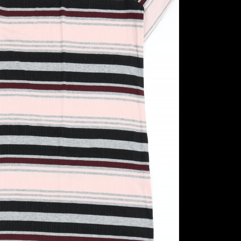 Clothing&Co Womens Multicoloured Striped Polyester Ball Gown  Size 14  Round Neck Pullover