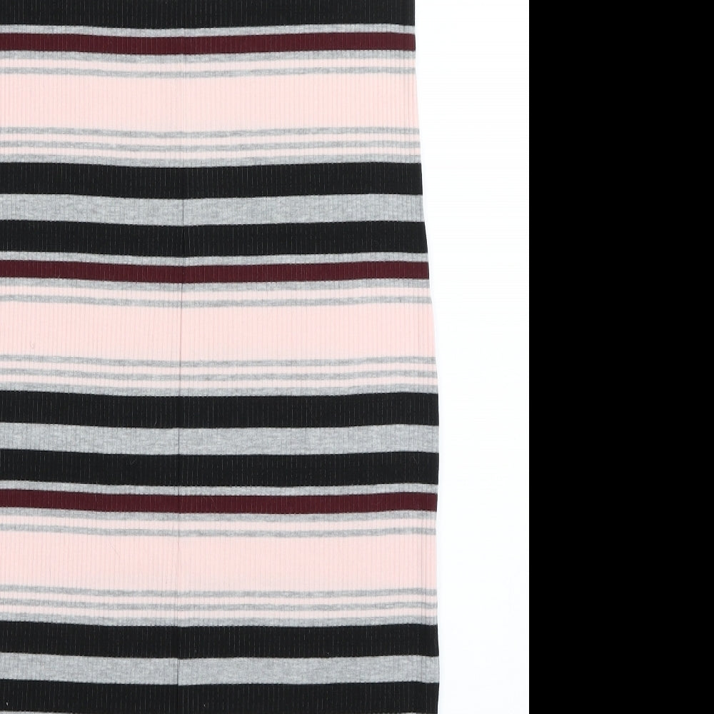 Clothing&Co Womens Multicoloured Striped Polyester Ball Gown  Size 14  Round Neck Pullover