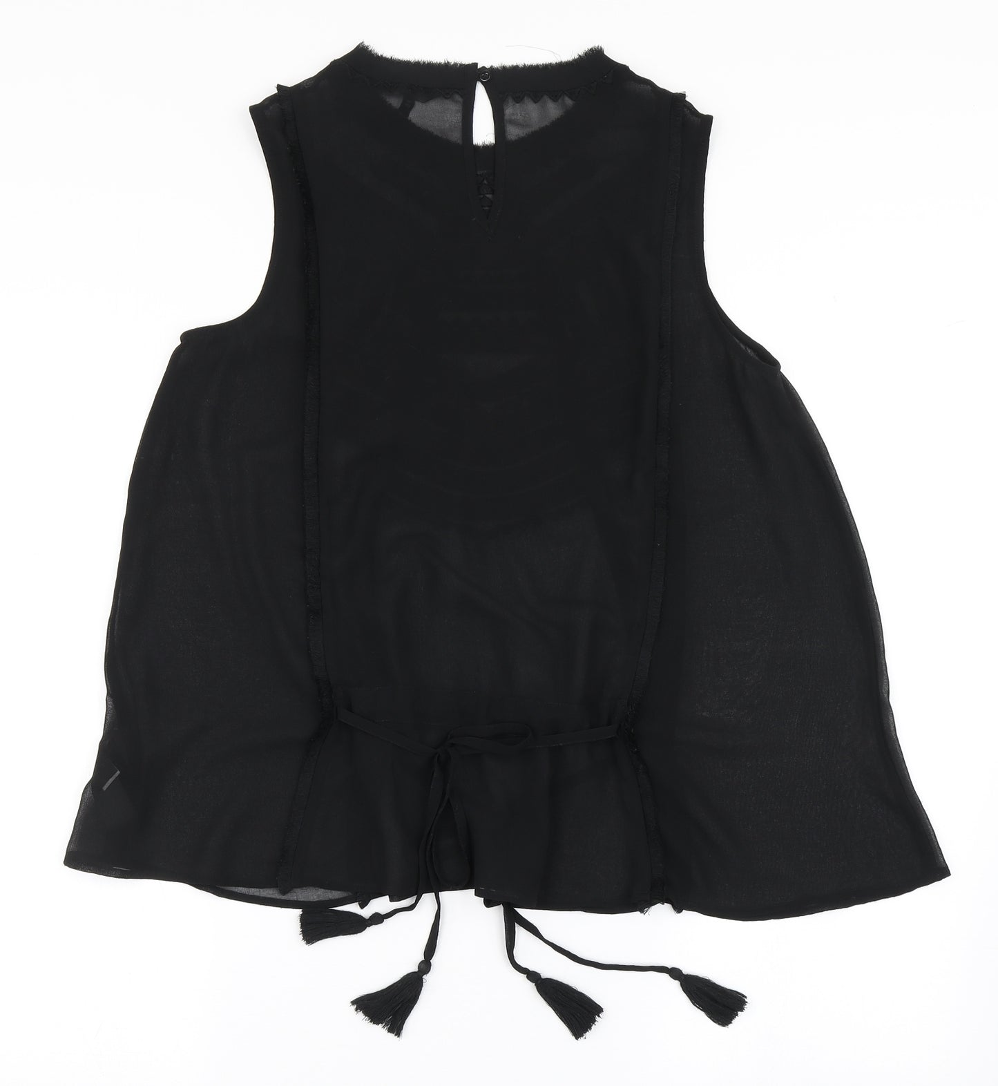 NEXT Womens Black  Polyester Basic Blouse Size 12 Round Neck