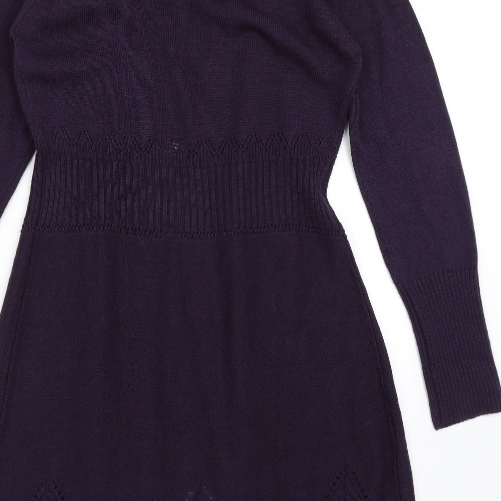 Per Una Womens Purple V-Neck  Acrylic Cardigan Jumper Size M