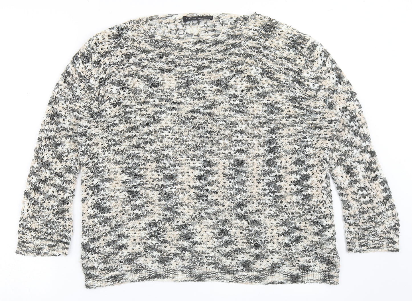 Just Elegance Womens Multicoloured Round Neck  Acrylic Pullover Jumper Size M