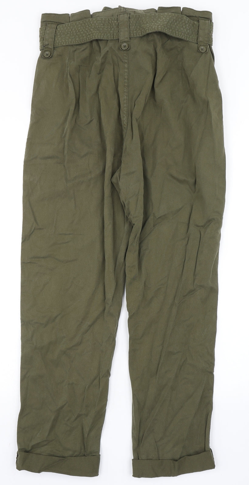 Topshop Womens Green  Lyocell Trousers  Size 12 L26 in Regular Button