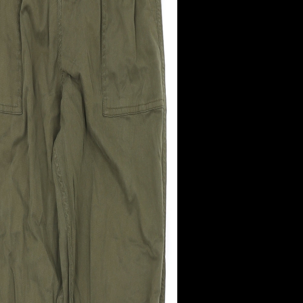 Topshop Womens Green  Lyocell Trousers  Size 12 L26 in Regular Button