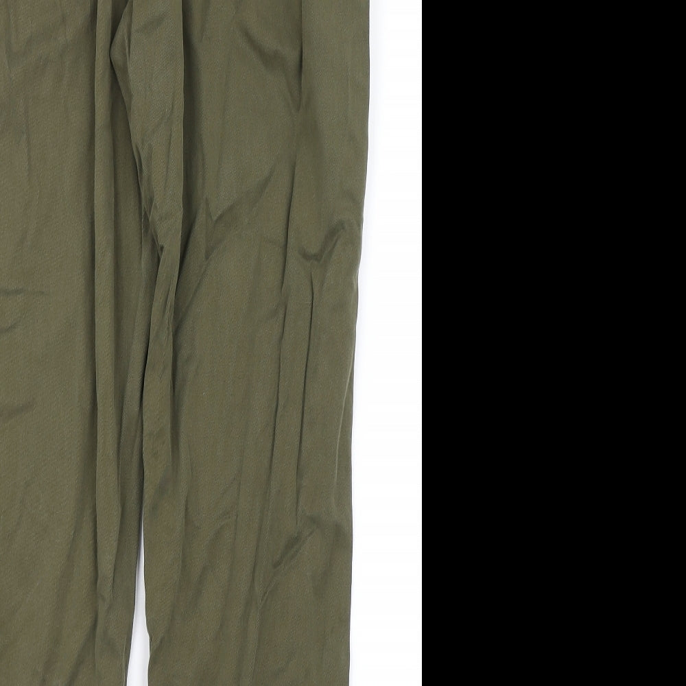 Topshop Womens Green  Lyocell Trousers  Size 12 L26 in Regular Button