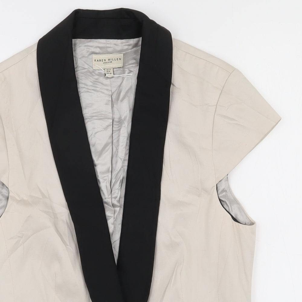 Karen Millen Womens Beige  Cotton Jacket Blazer Size 12