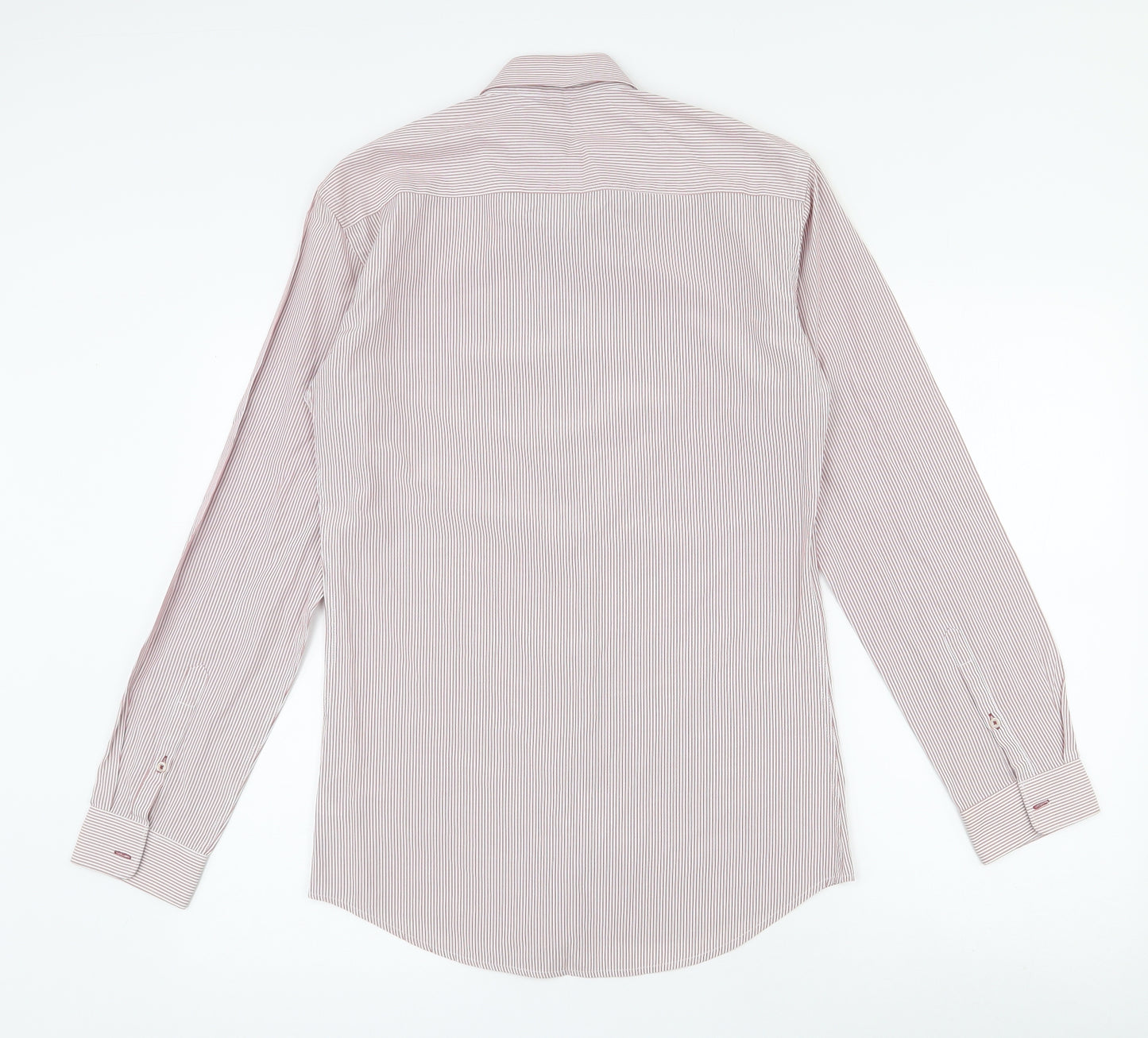 NEXT Mens Pink Striped Polyester  Dress Shirt  Collared Button