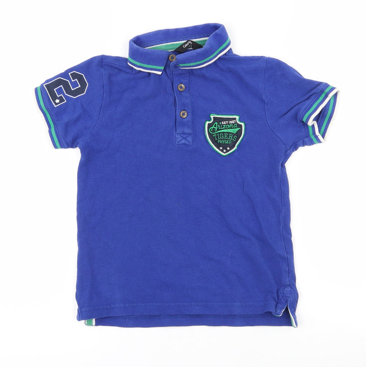 George Boys Blue 100% Cotton Pullover Polo Size 6-7 Years Collared Button