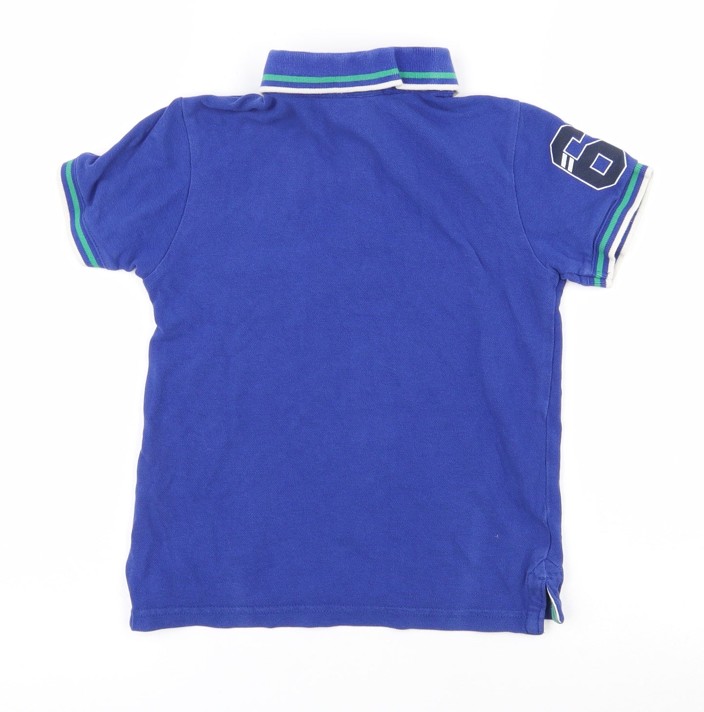 George Boys Blue  100% Cotton Pullover Polo Size 6-7 Years Collared Button