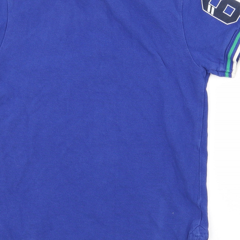 George Boys Blue  100% Cotton Pullover Polo Size 6-7 Years Collared Button