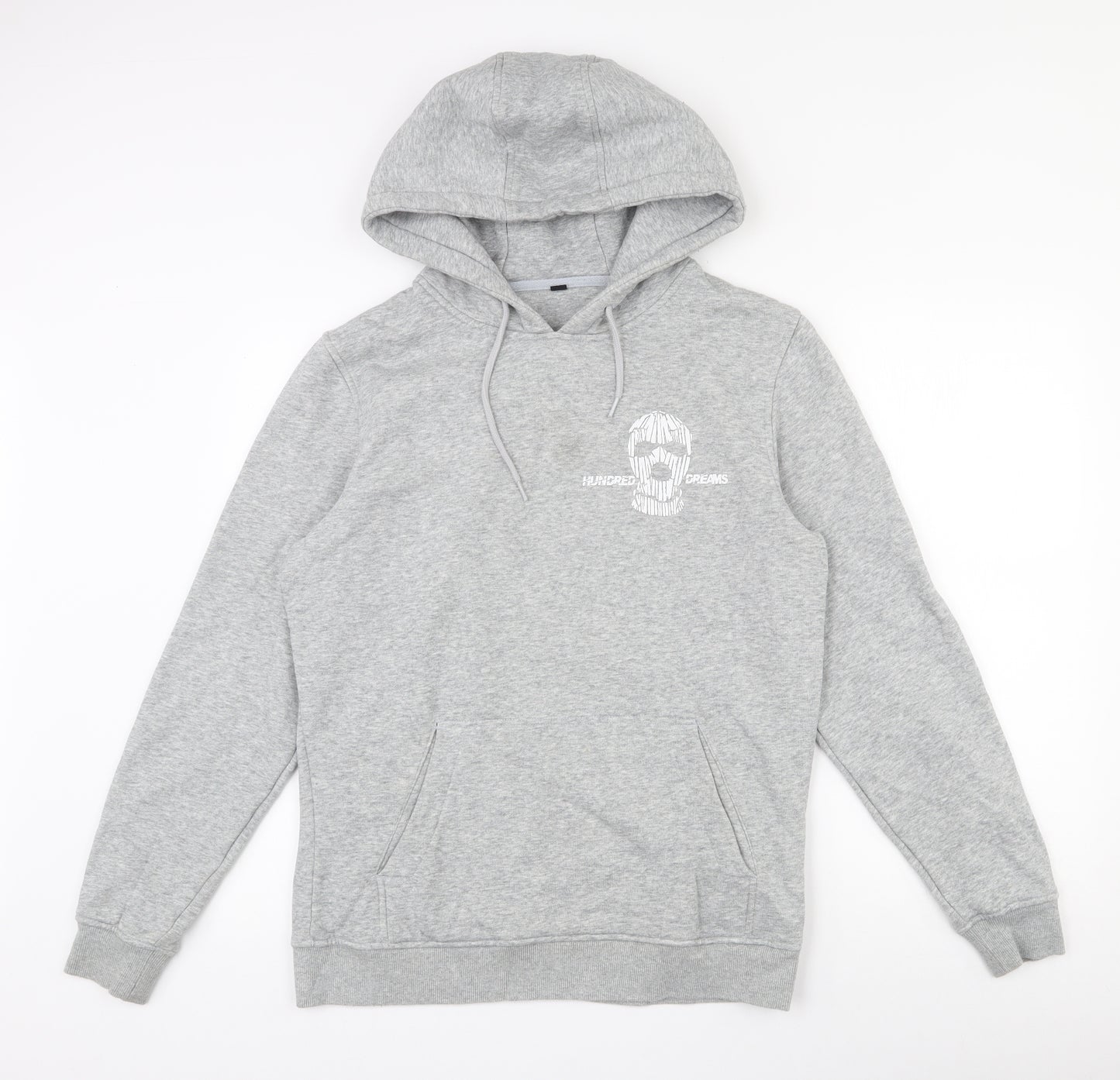 Hundred dreams Mens Grey  Cotton Pullover Hoodie Size M