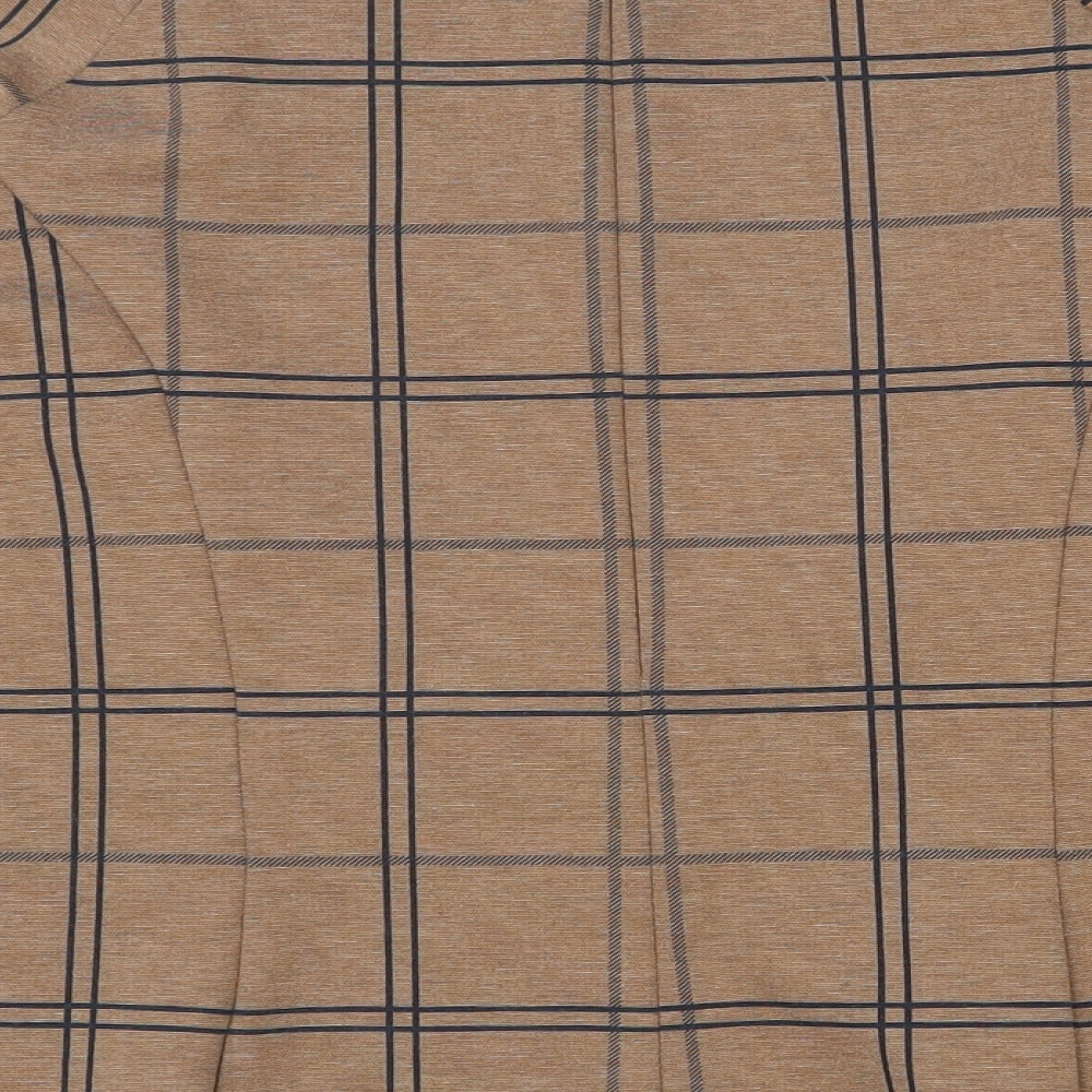 Marks and Spencer Womens Brown Plaid Polyester  Blouse Size 20 Boat Neck